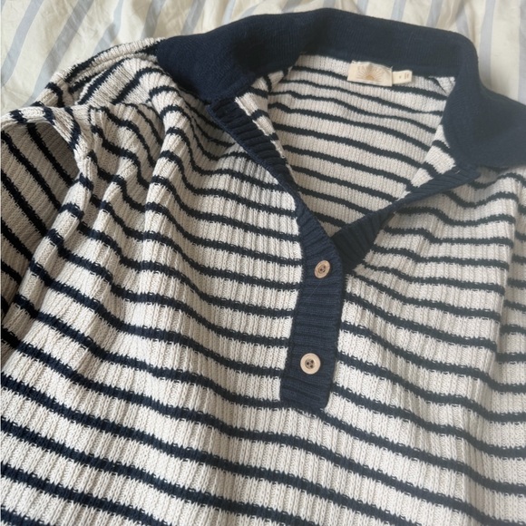 Faherty Navy and White Striped Long Sleeve Tee - Picture 3 of 4